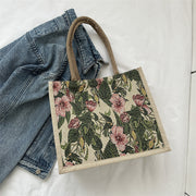 linen button vintage floral handbag, view 4 - MRSLM