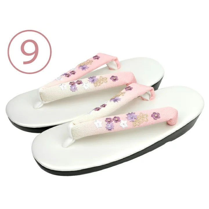 embroidered gradient flower flip-flops, view 5 - MRSLM