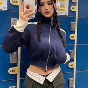 women's slim cropped stand collar sweater - MRSLM