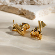 gold plated X-shaped earrings, view 6 - MRSLM