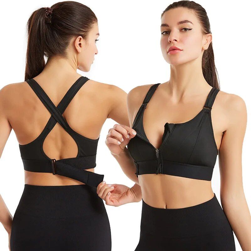 women's zip-front sports bra, view 7 - MRSLM