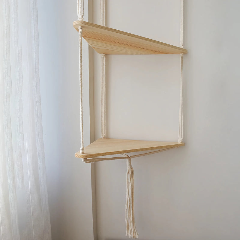 macrame floating shelf, view 10 - MRSLM