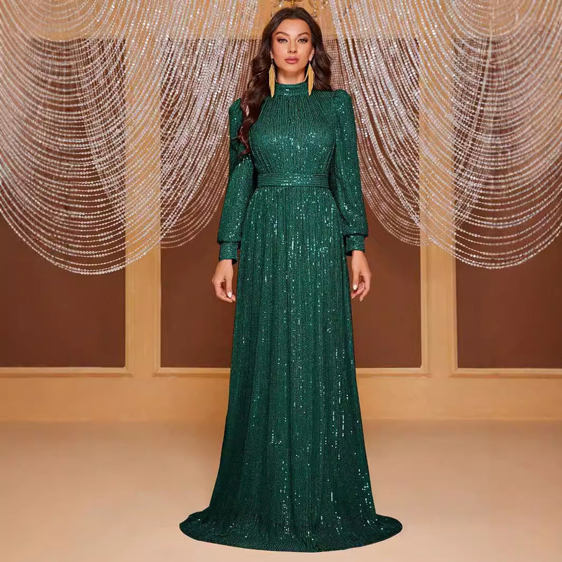 sequin evening long dress, view 4 - MRSLM