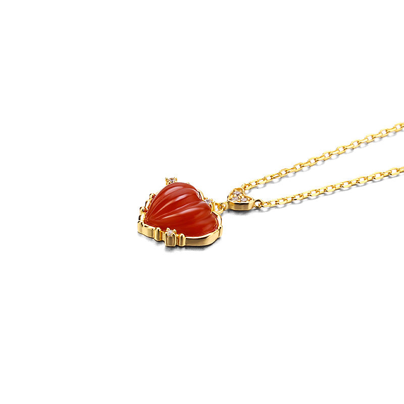 S925 silver red agate heart necklace, view 4 - MRSLM