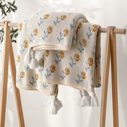 floral knitted throw blanket, view 6 - MRSLM