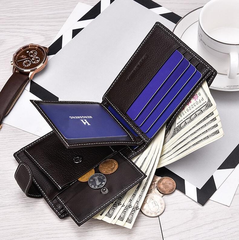 men's genuine leather short wallet, view 2 - MRSLM