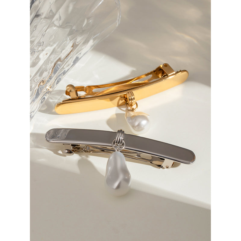 18k gold plated pearl hair clip, view 7 - MRSLM
