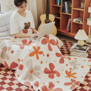 floral knitted knee blanket, view 4 - MRSLM