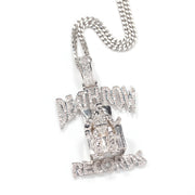 zircon monogram pendant hip hop necklace, view 3 - MRSLM