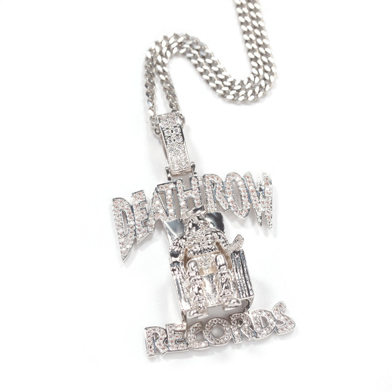 zircon monogram pendant hip hop necklace, view 3 - MRSLM