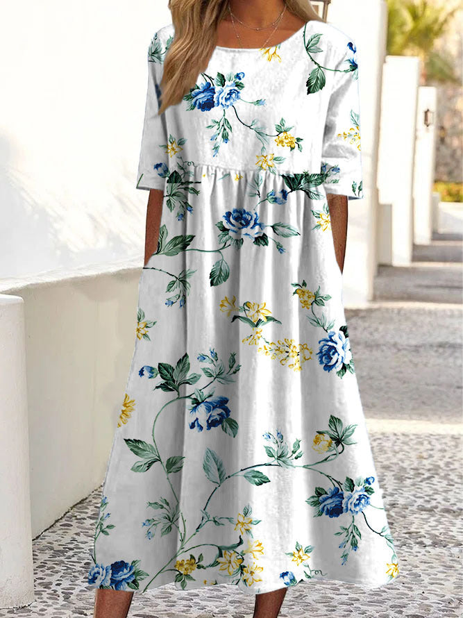 women's printed short sleeve dress, view 12 - MRSLM