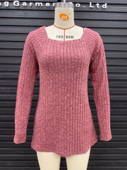 women's square collar brushed stripe top, view 10 - MRSLM