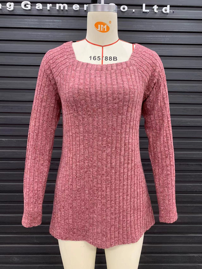 women's square collar brushed stripe top, view 10 - MRSLM