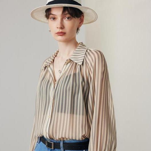 women's striped silk casual shirt - MRSLM