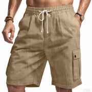 men's workwear linen blend beach shorts, view 3 - MRSLM