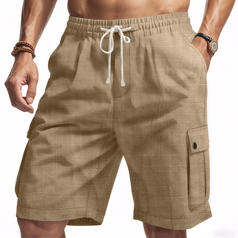 men's workwear linen blend beach shorts, view 3 - MRSLM