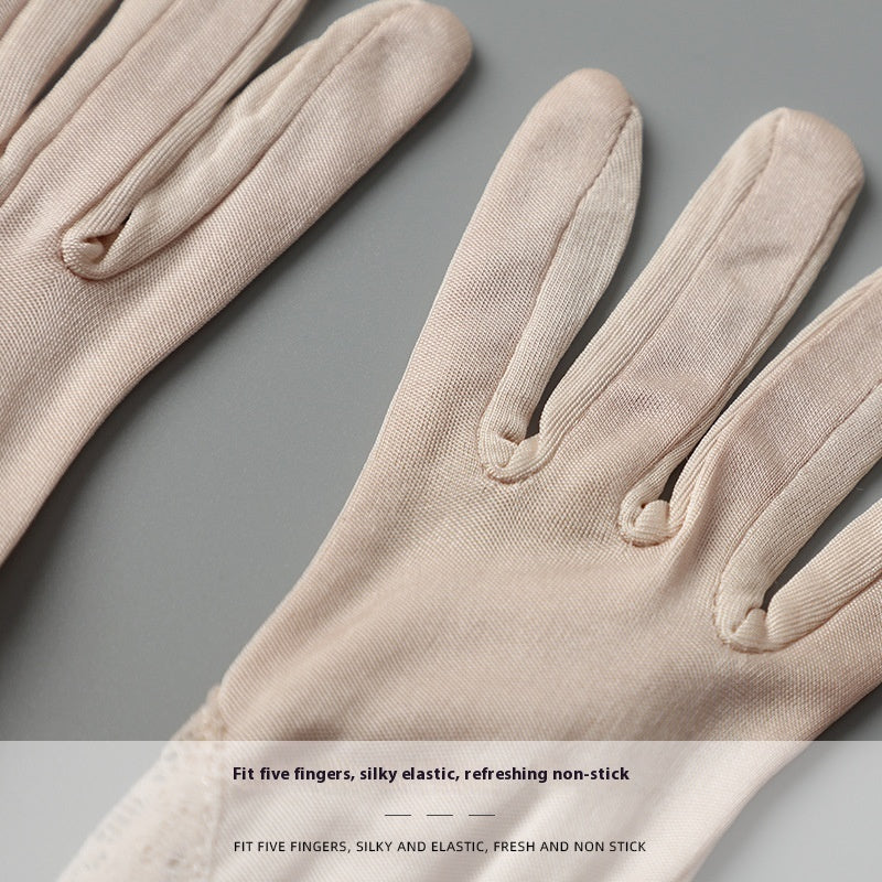 Women's lace silk gloves, view 5 - MRSLM