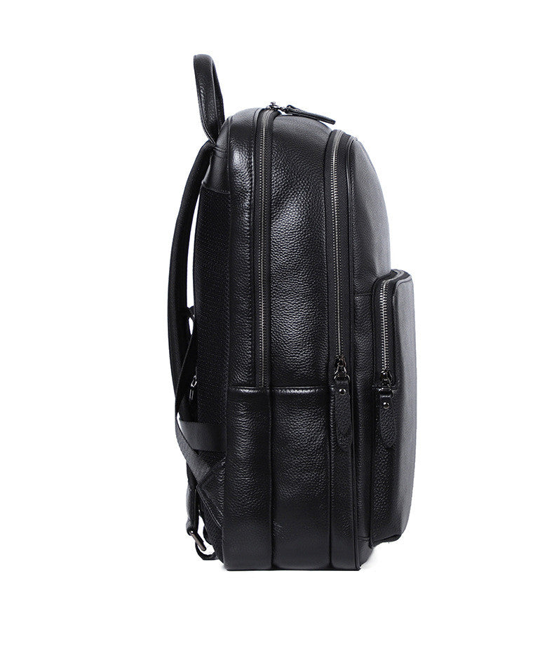 men's multi-compartment leather backpack, view 2 - MRSLM