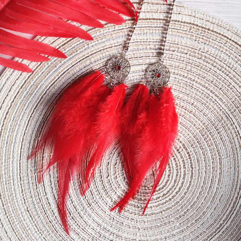 dream catcher car ornament with feather, view 2 - MRSLM