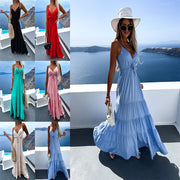 women's V-neck dress with straps - MRSLM