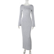 knitted backless lace-up slim-fit dress, view 6 - MRSLM