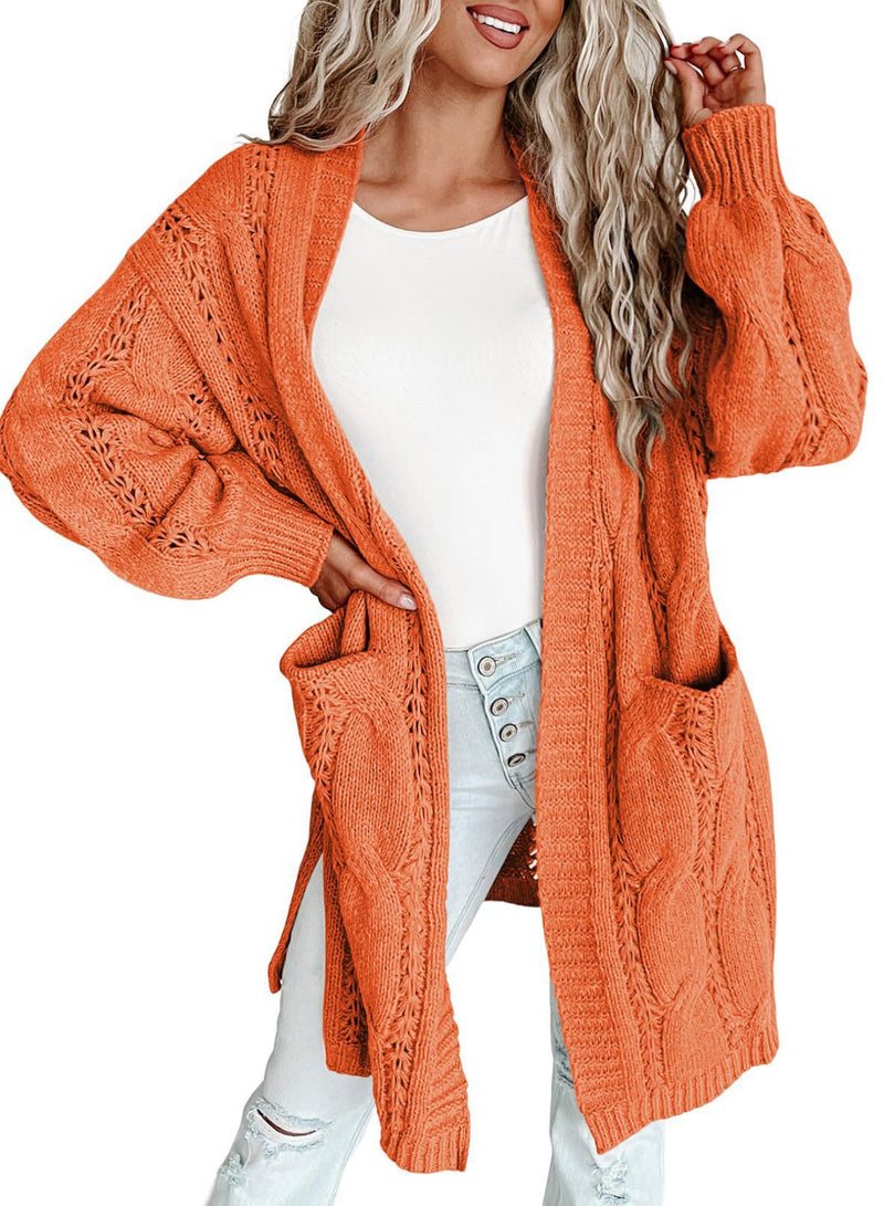 women's long cardigan sweater with pockets, view 11 - MRSLM