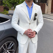 white seersucker slim fit suit, view 7 - MRSLM
