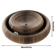 foldable cat scratcher with bell ball, view 3 - MRSLM