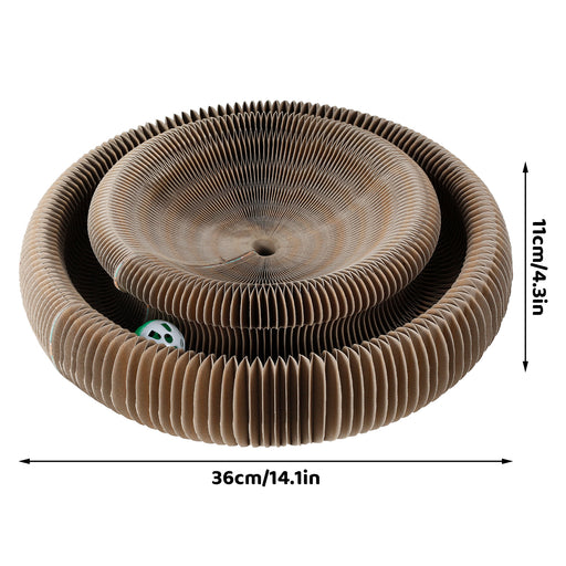 foldable cat scratcher with bell ball, view 3 - MRSLM