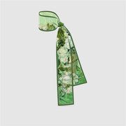 skinny silk scarf with art print, view 7 - MRSLM