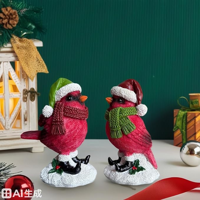Red cardinal Christmas figurine, view 6 - MRSLM