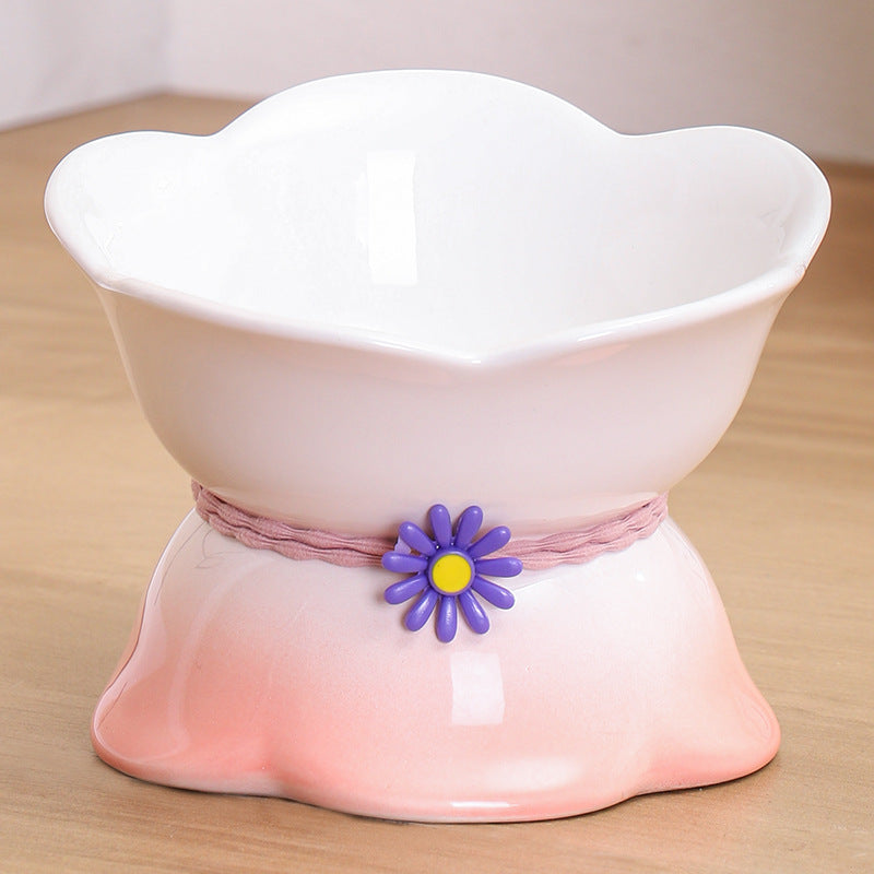 elevated gradient ceramic pet bowl, view 5 - MRSLM