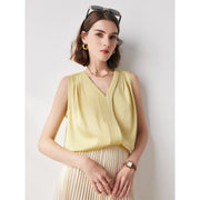 sleeveless v-neck silk blouse, view 11 - MRSLM