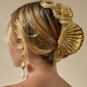 gold metal shell hair claw clip, view 5 - MRSLM