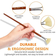 7-piece hog bristle fan brush set, view 6 - MRSLM