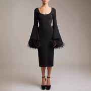 flared sleeve black dress - MRSLM