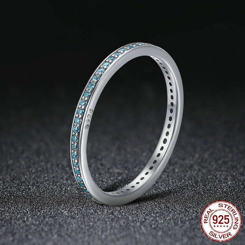 slim silver zircon ring, view 5 - MRSLM