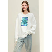 Women's abstract print loose sweatshirt, view 9 - MRSLM