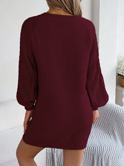 Women's cable knit sweater dress, view 6 - MRSLM