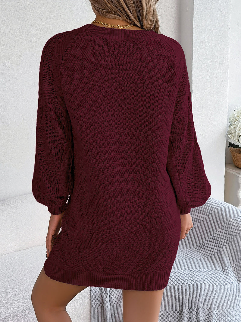 Women's cable knit sweater dress, view 6 - MRSLM