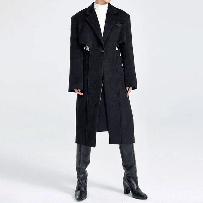 elegant overcoat with waist cut-out, view 3 - MRSLM