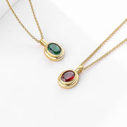 retro silver gem pendant necklace, view 4 - MRSLM