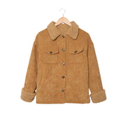 Women's retro fleece coat with faux fur collar, view 10 - MRSLM