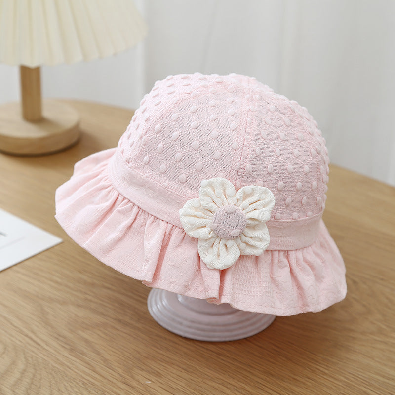 Baby sun hat with lace ruffle, view 4 - MRSLM