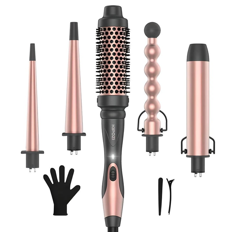 professional 5-in-1 curling iron and hot air brush set, view 2 - MRSLM