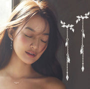 women's crystal long tassel earrings, view 3 - MRSLM