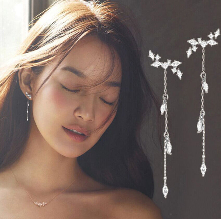 women's crystal long tassel earrings, view 3 - MRSLM