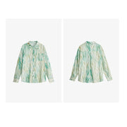 satin print long sleeve blouse, view 11 - MRSLM