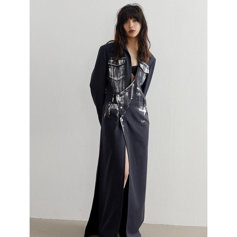 women's long slit blazer, view 5 - MRSLM