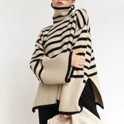 women's loose striped turtleneck sweater - MRSLM
